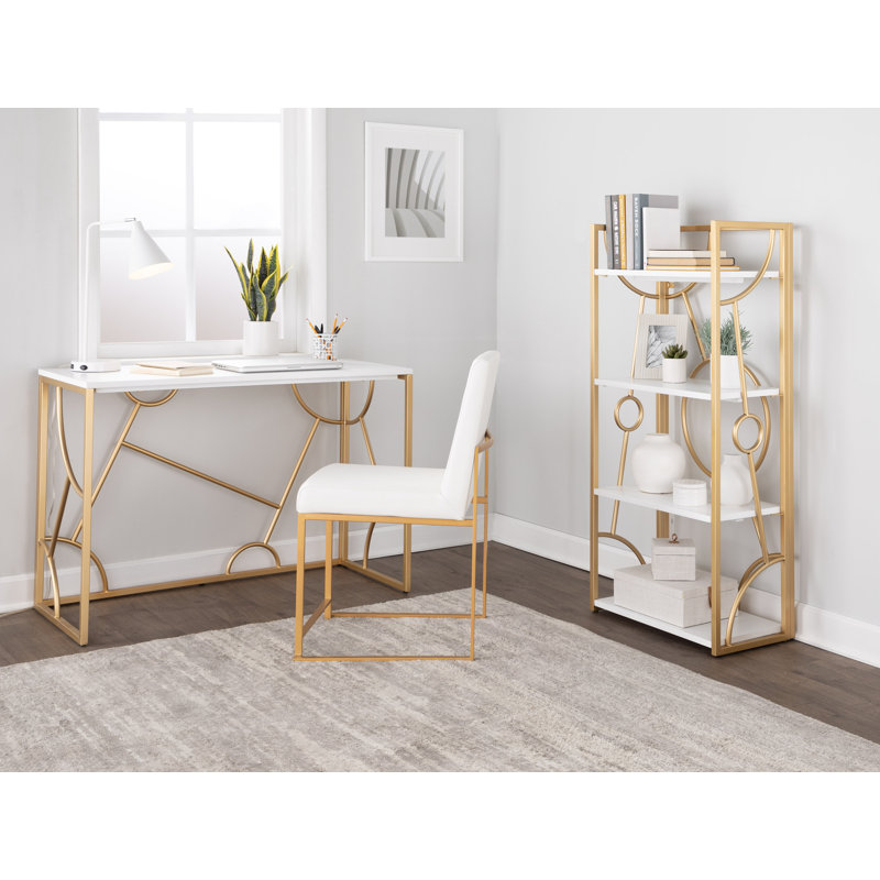 Kinza Metal Base Writing Desk, Whie