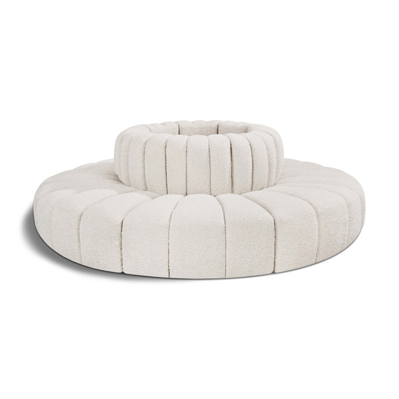 Hite Upholstered Curved Sectional Reversible, Cream Boucle Fabric