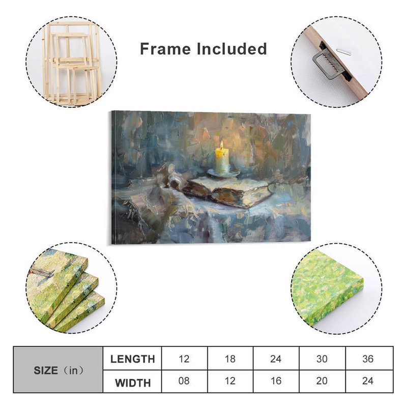 Art mural sur toile 8 "x 12" avec cadre en bois, prêt à être accroché, 08 × 12 pouces