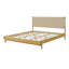 Base de lit plateforme en bois d'hévéa, base de lit très grand avec tête de lit incluse, lit Mid-Century moderne de couleur beige-1980246257-1980246258