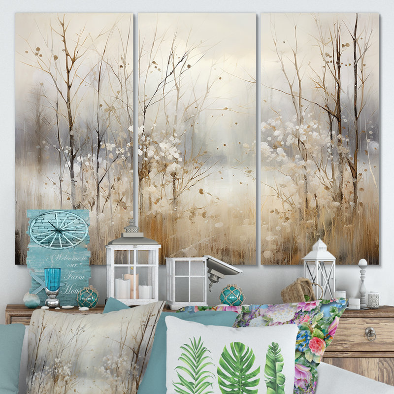 «Winter Meadow View Calmness II», art mural prairie, H 28 po x l 36 po x P 1 po, Toile tendue