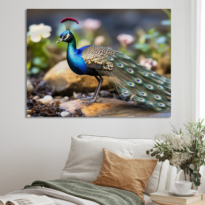 Portrait de paon bleu sur toile