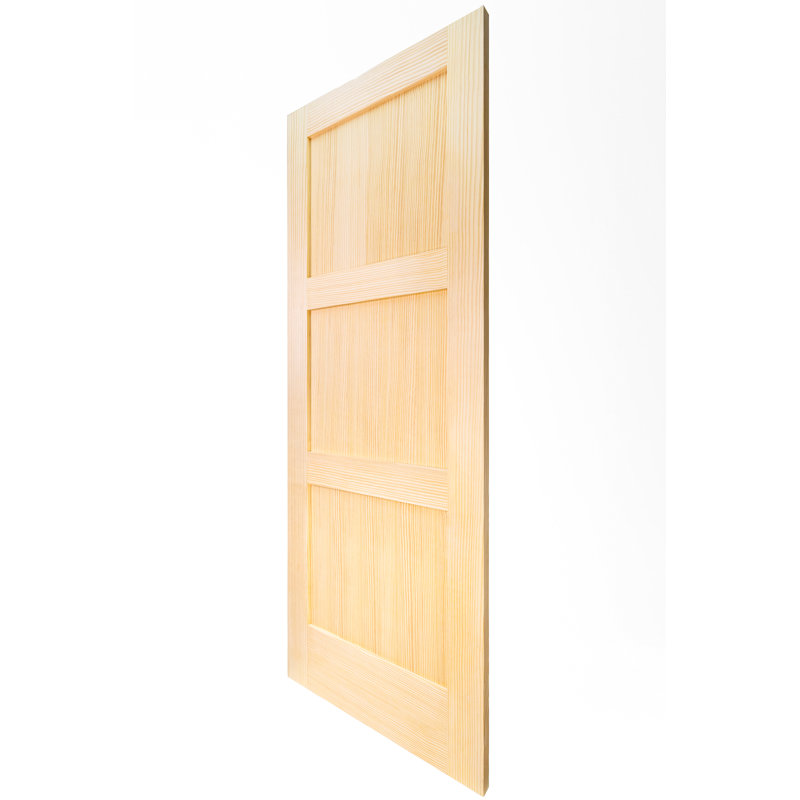 Porte en bois brut 3 panneaux Shaker, 28 po x 79,92 po