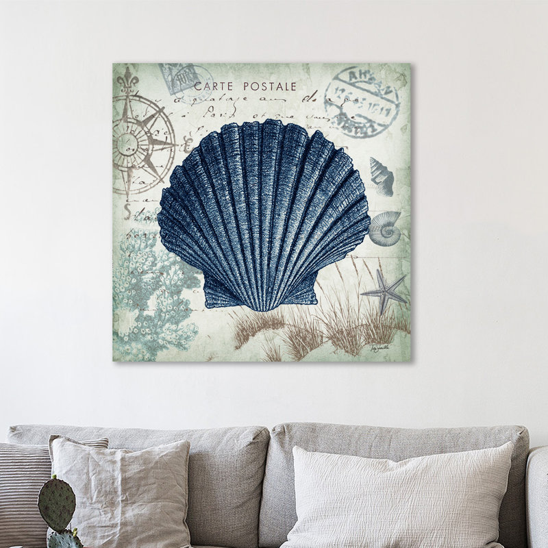 « seaside postal : coquille feston », reproduction d’impression sur toile tendue, H 30 po x l 30 po