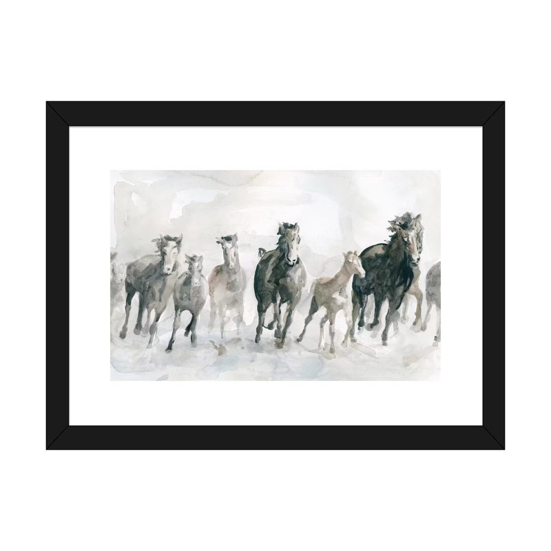 «Run Wild» par Carol Robinson - reproduction, H 16 po x l 24 po x P 1 po, Papier encadré noir, Blanc