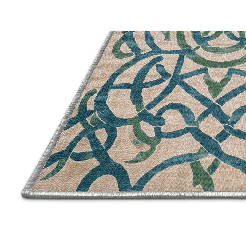 Tapis beige lavable à la machine, Carré 6 pi
