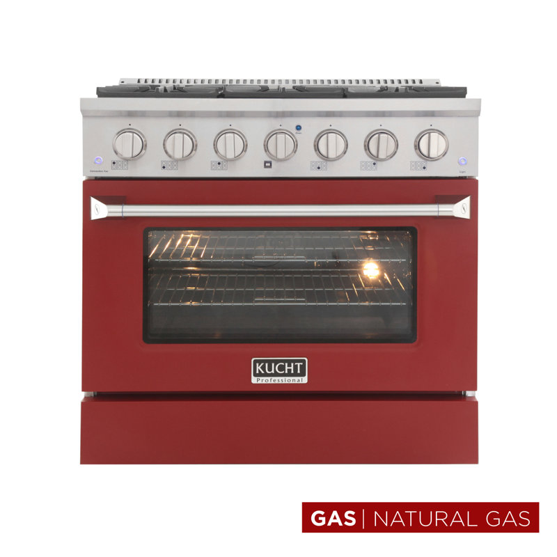 36" 5.2 Cu. Ft. Freestanding Gas, Red, Natural Gas