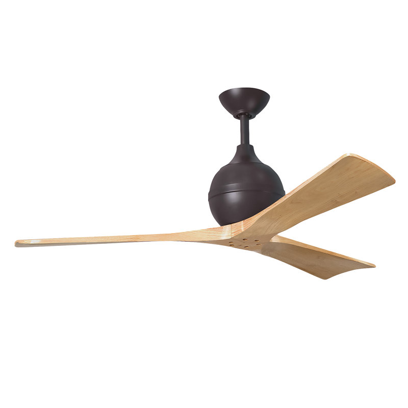 Ventilateur de plafond à 3 pales Irene, Bronze texturé, 52", Ton érable clair