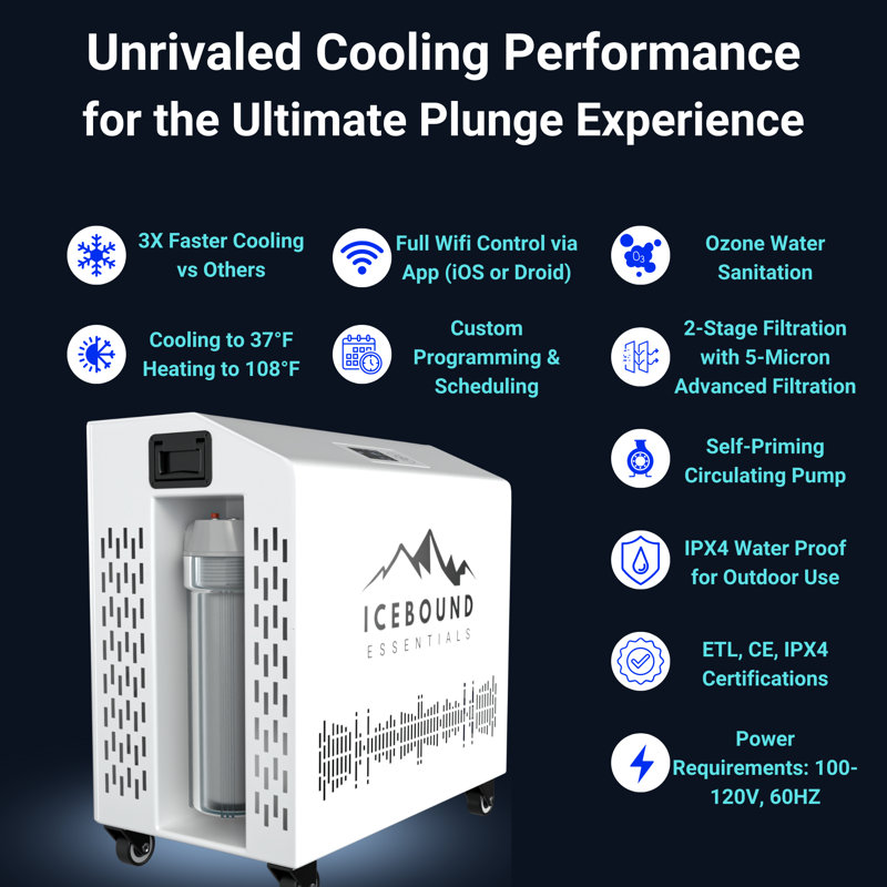 Endurance Cold Plunge Bundle with 1HP Chiller, White