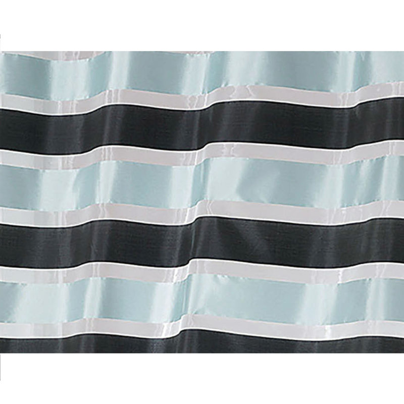 Black and Blue Gray Striped Polyester Sheer Grommet Curtain Panels, 95 x 55 Inches