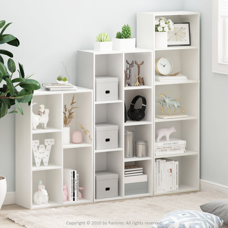 Gonzales 19.5" W Standard Bookcase, White, (5 Shelves) 31.5"H x 19.5"W x 9.4"D