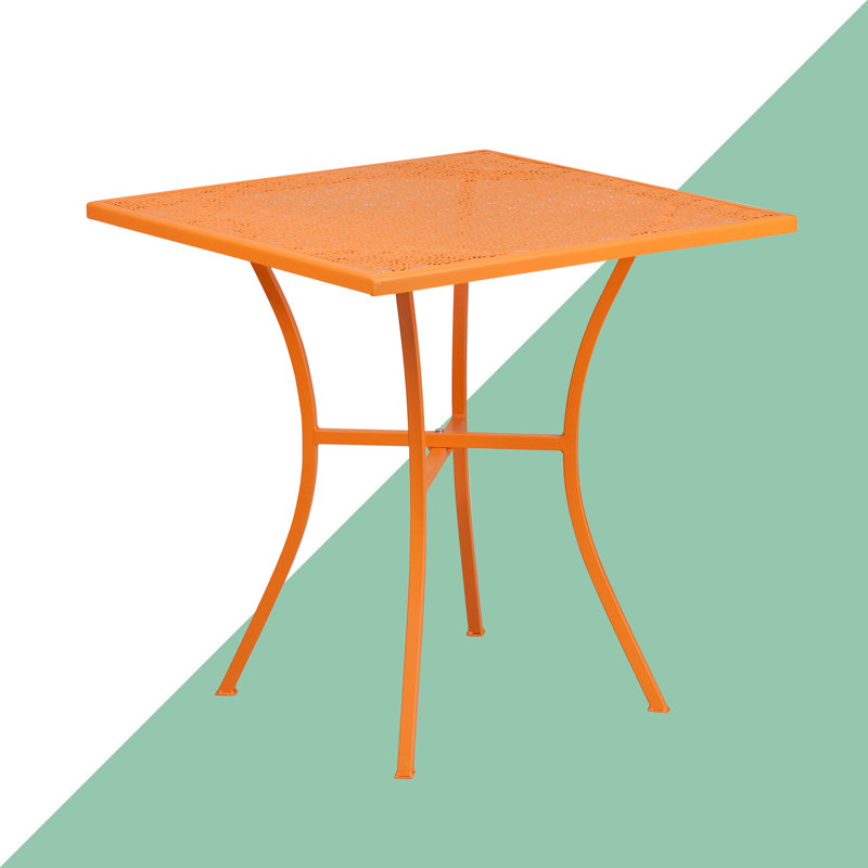 Chanea 28" Commercial Grade Steel Patio Table by Flash Furniture, Orange