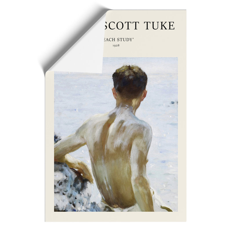 Beach Study by Henry Scott Tuke - No Frame Painting, 59cm H x 42cm W x 0.1cm D
