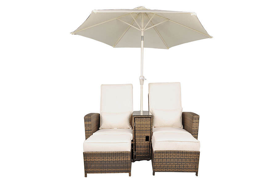 Harker 82cm Long Reclining Double Chaise with Cushions and Table