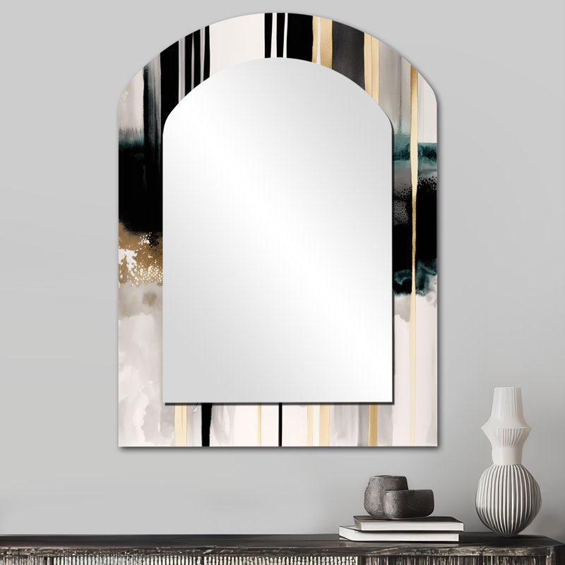Abstrait formes transitionnelles IV - formes abstraites, miroir mural décoratif asymétrique, grand miroir à arche noire, impression sur métal
