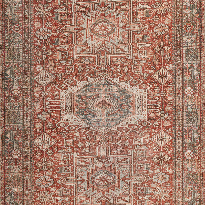 Bungalow Rose Campisi Traditional Medallion Polyester Red Area Rug, Rectangle 10' x 14'