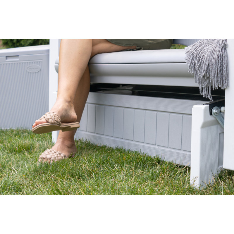 White and Peppercorn Plastic Adirondack Glider Chair