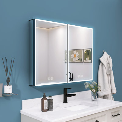 Yarra 40'' W 29.5'' H Frameless Medicine Cabinet Mirror 3 Adjustable