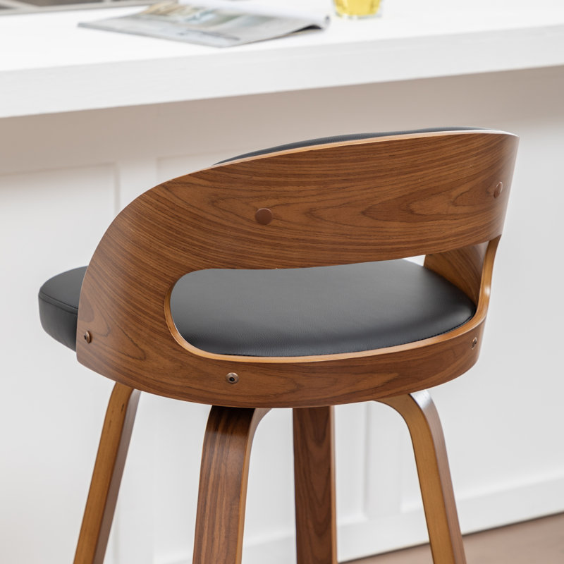 Tabouret de bar et de comptoir pivotant en cuir végétalien Drees, Tabouret de bar (siège d'une hauteur de 29,9 po), Noir