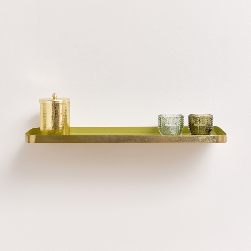 Enamelled Metal Wall Shelf - 50Cm, Green