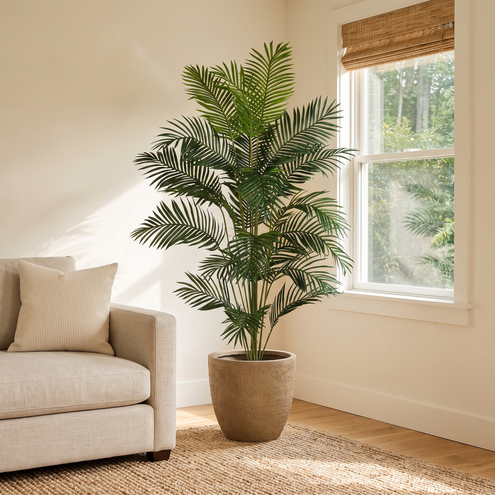 Palm Tree with Base Included, 60" H x 46" W x 44" D