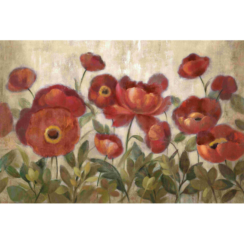 «Daydreaming Flowers Red» par Silvia Vassileva - impression sur toile tendue, L 12 po x H 8 po