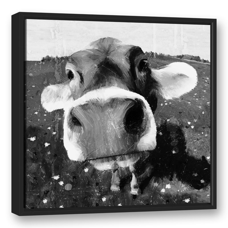 « cow close-up »-impression sur toile, H 24 po x l 24 po, Cadre noir