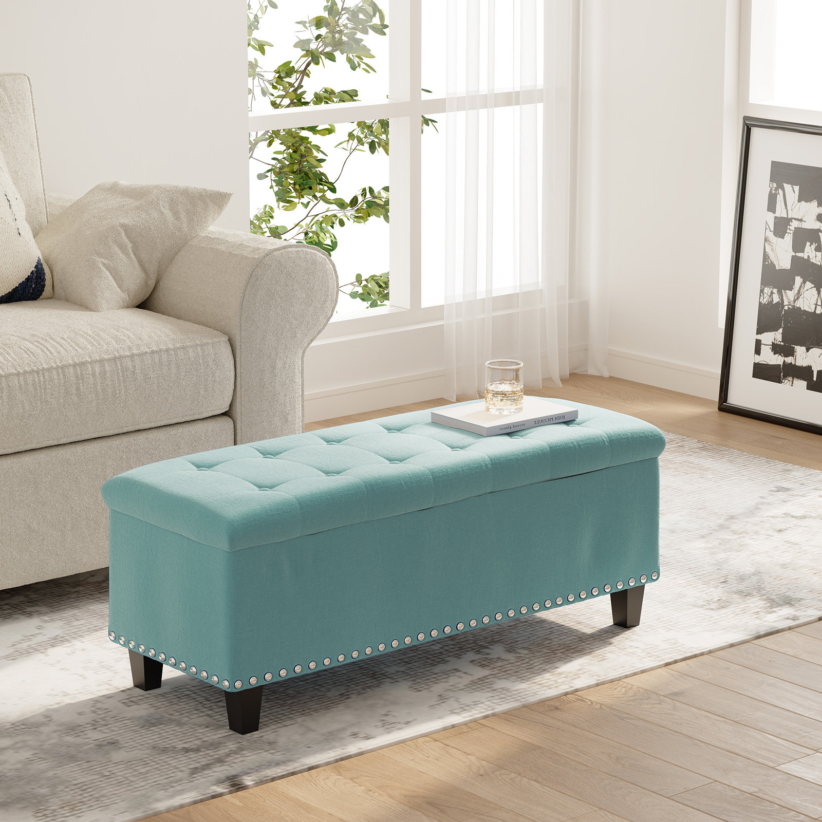 Greenspring Ottoman Foot Rest For Living Room Upholstered
