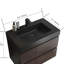 Meuble-lavabo de 30 po avec finition noyer, un lavabo noir, trois tiroirs muraux, 45 tiroirs inclinés, coulissants,