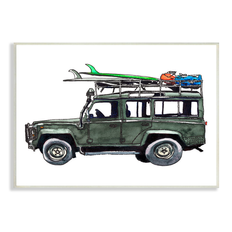 Tablettes de toit pour voiture Tropical Beach Beach par Paul McCreery - Peinture, H 10 po x l 15 po x P 0,5 po, Plaque murale