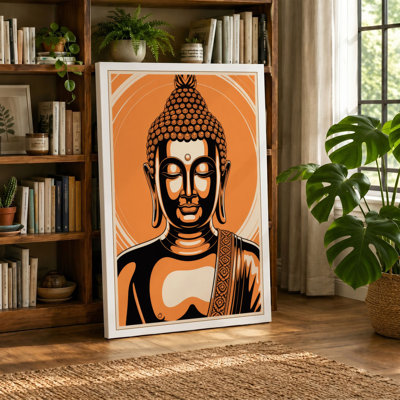 Buddha in Orange Modern - Wrapped Canvas