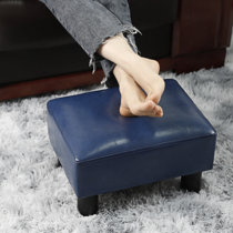 Comfort Ottoman Foot Rest Stool: Black Quality Pu Leather with  Handle,Pouffe Ottoman with Non-Skid Plastic Legs,Not Tipped  Over,Comfortable Sponge