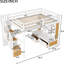 Lit mezzanine double avec bureau, tablettes, tiroirs