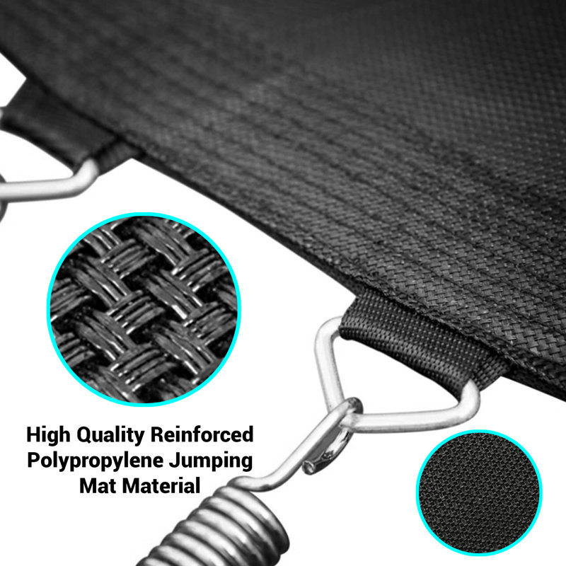 SereneLife 12ft Black and Blue Outdoor Trampoline with Safety Enclosure