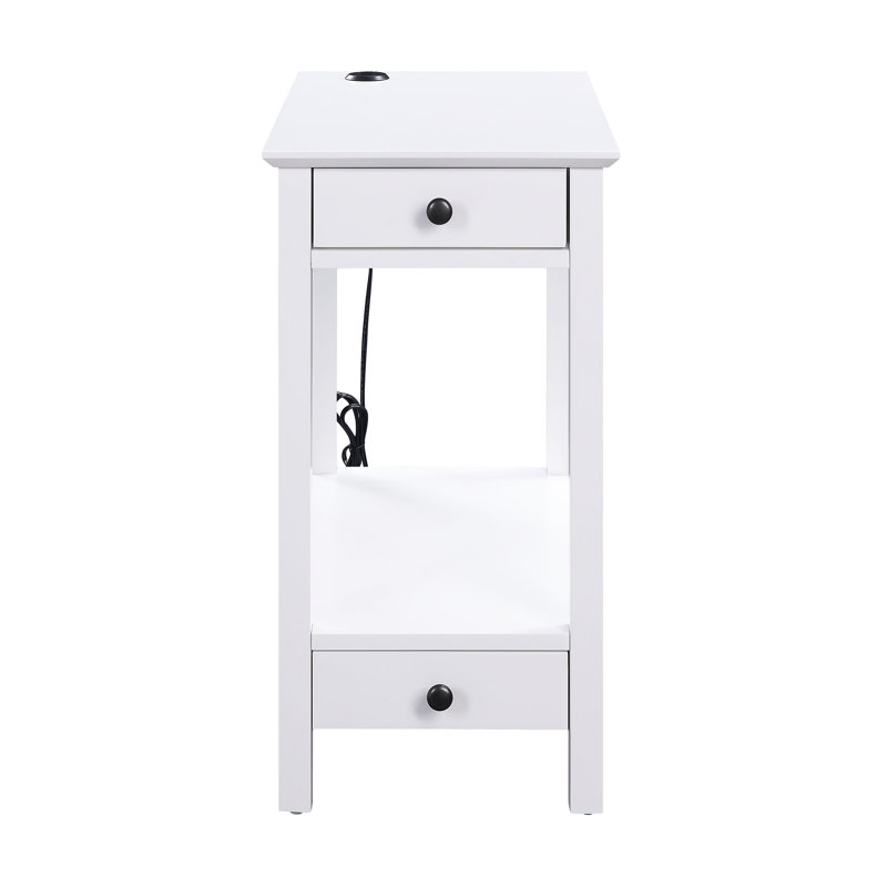 Table d'appoint moderne moderne avec 2 tiroirs et port polyvalent rectangulaire pour salon, accessoire
