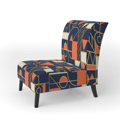 Fauteuil de chambre rembourré à motif géométrique Retro