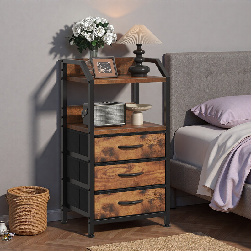 40cm W Bedside Table, Rustic Brown