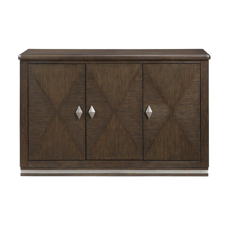 Meuble de salle à manger en bois moderne moderne à finition brune avec 3 armoires et tablette réglable