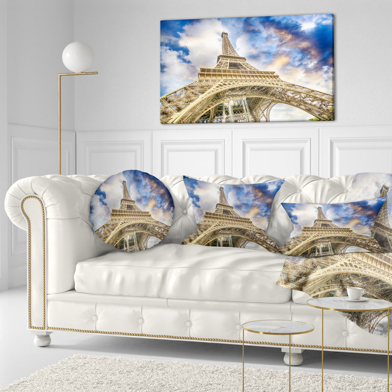 Oreiller en tour de paris cityscape, Rectangle 12" x 20"