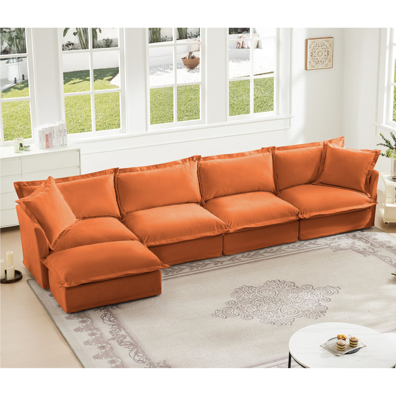 Canapé modulaire en chenille avec repose-pieds mobile en cZzecki