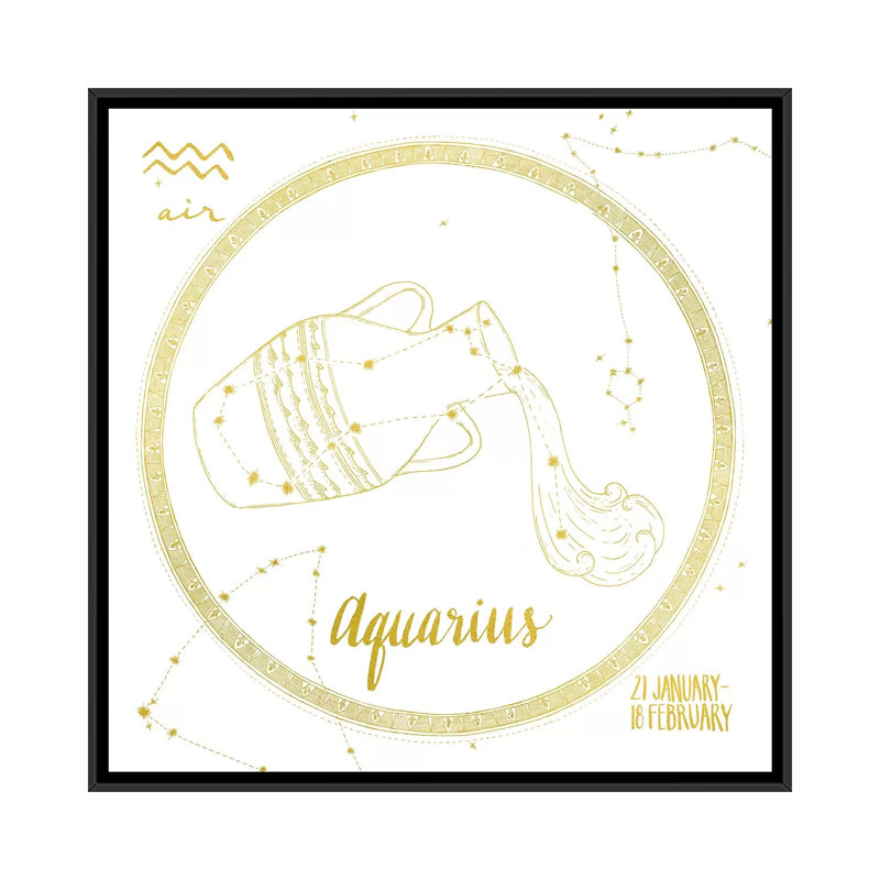 Night Sky Series: Verseau sur toile tendue, H 18 po x l 18 po x P 1,5 po, Toile encadrée noire, Pas de tapis