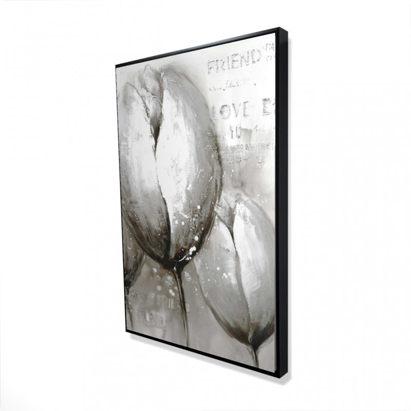 Three White Tulips - Framed Canvas for Living Room Decor