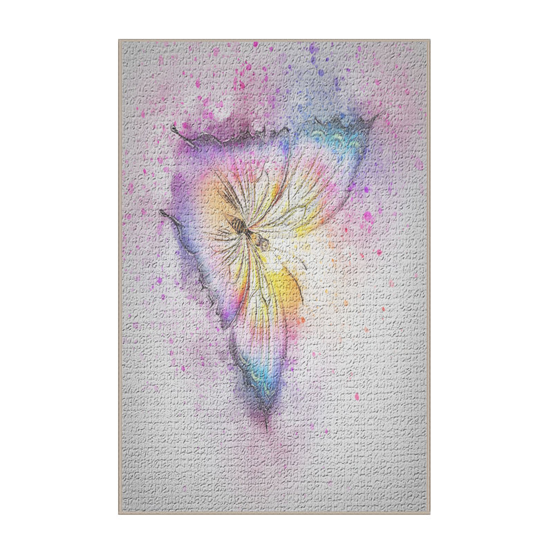 Tapis mauve à motif de papillons, Rectangle 2 pi x 3 pi