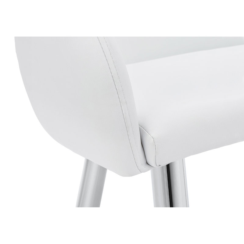 2Pcs Dining Chair , Upholstered In White Faux Leather, Metal Legs, Luxury Kitchen & Chairs Armrest White, Modern Style For Area And