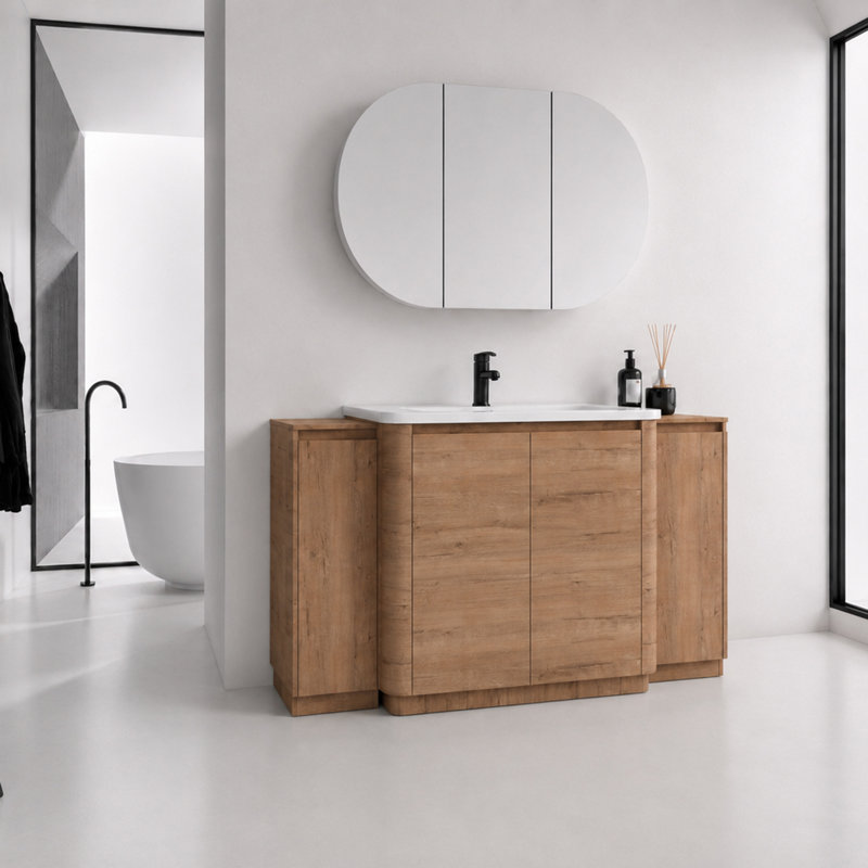 Meuble-lavabo autoportant Pebble, Brun, 60"