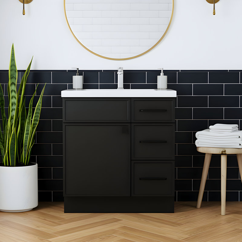 Ensemble de meuble-lavabo simple 30 po Manhattan, Noir, Noir, 30"