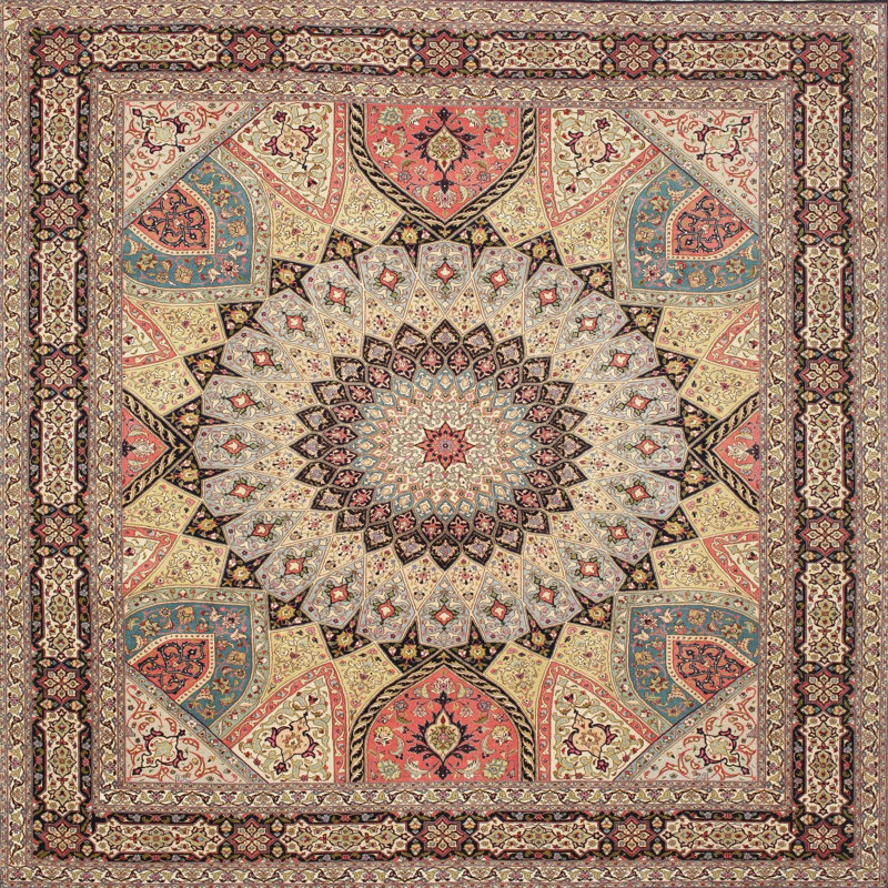 Tapis oriental beige / brun, Carré 8 pi