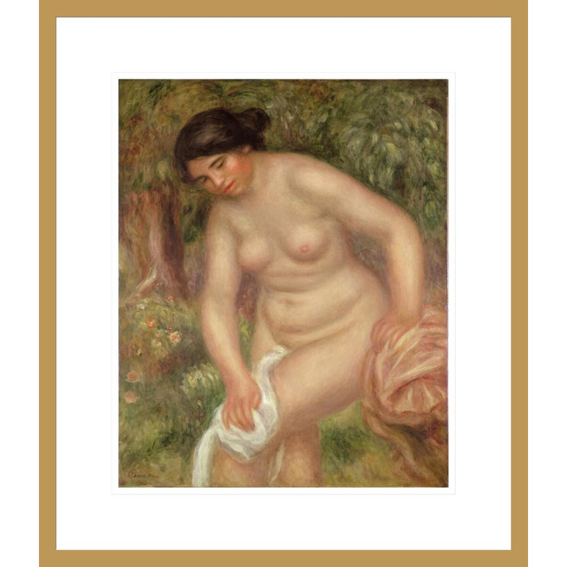 Baigneuse se séchantPierre-Auguste Renoir - Impression giclée encadrée, H 20,58 po x l 17,75 po
