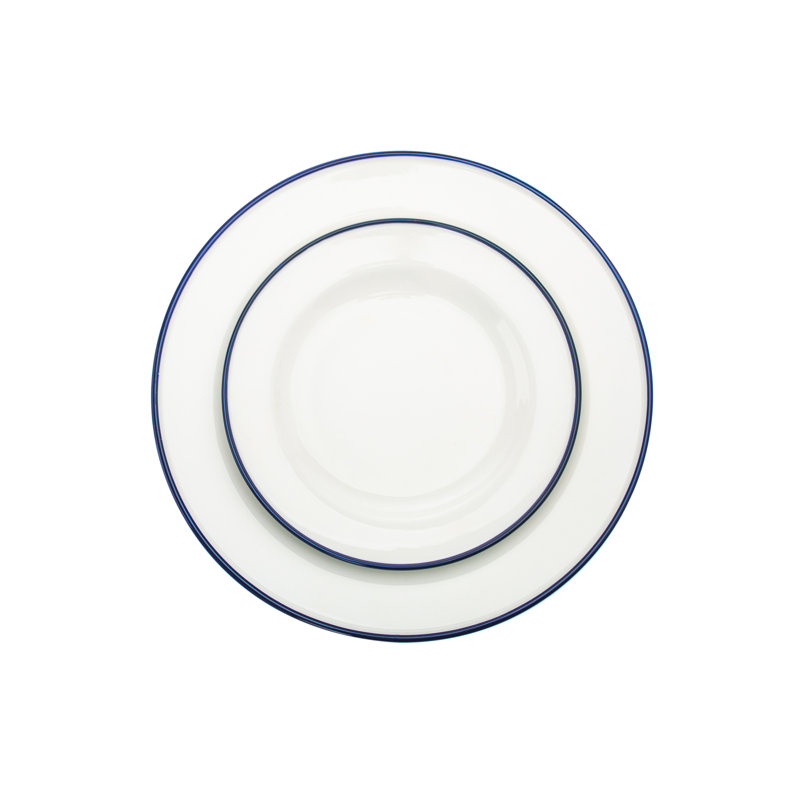 Service de table en porcelaine 16 pièces Bistro, Blanc / bleu