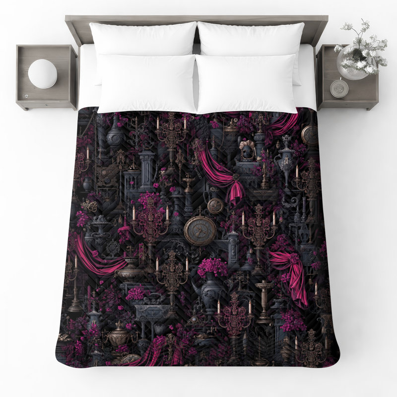 Couvre-lit matelassé drapé de style gothique toutes les tailles, Double